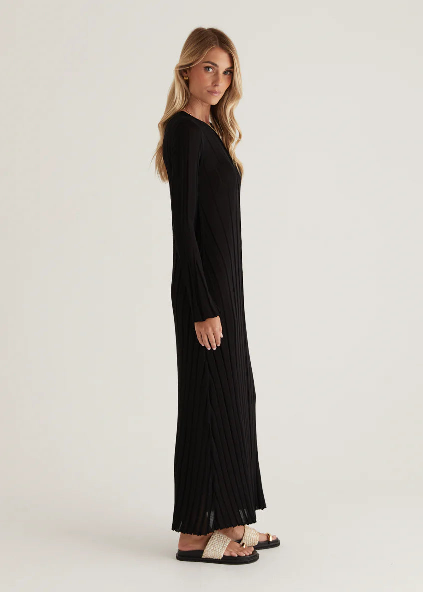 Serah Knit Midi Dress - Black