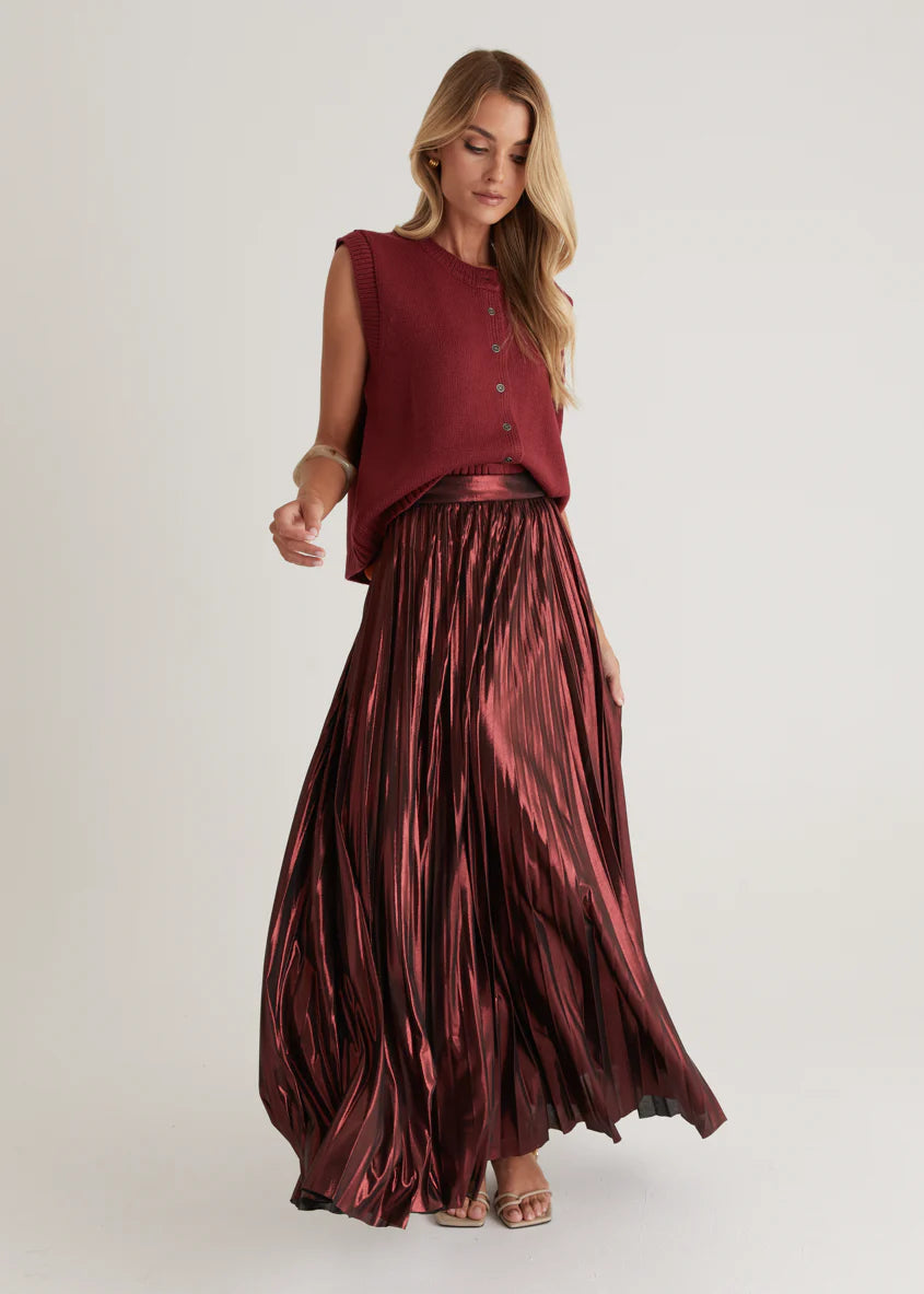 Twilight Midi Skirt - Burgundy