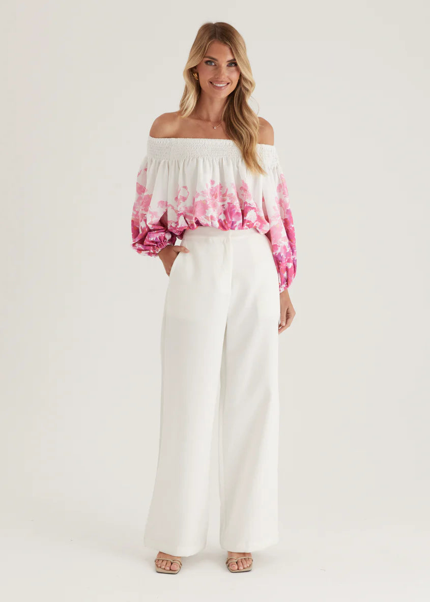 Averie Off Shoulder Top - Pink Floral