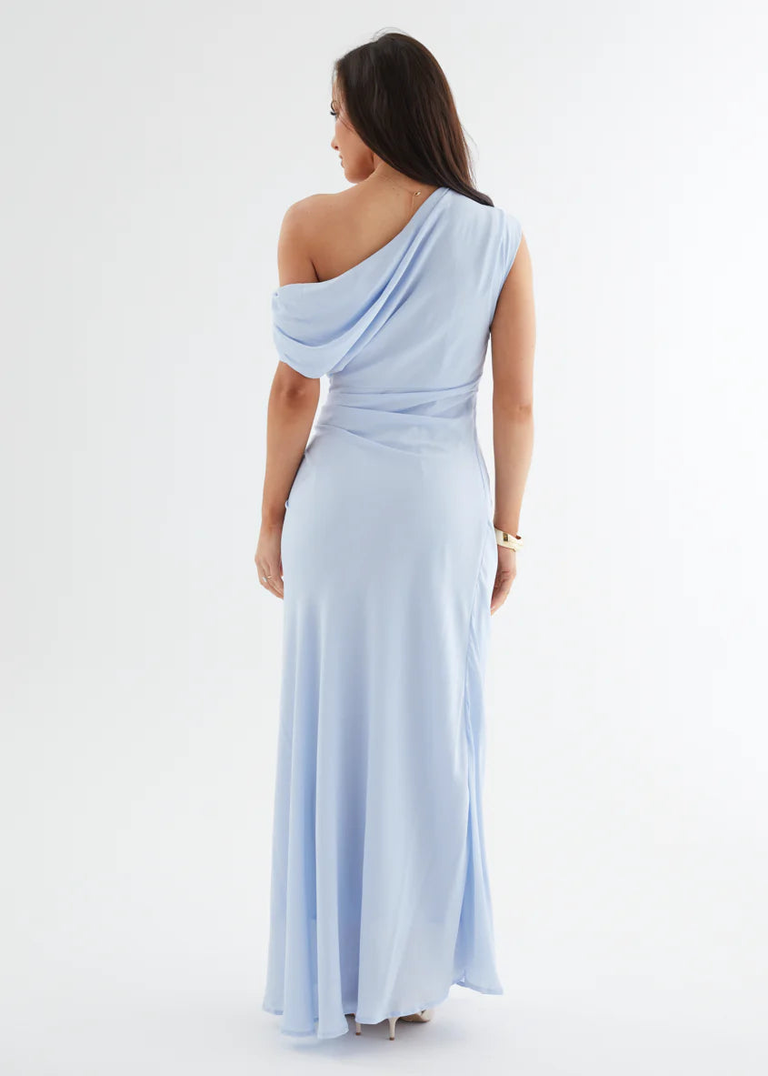 Flirtini One Shoulder Maxi Dress - Sky Blue