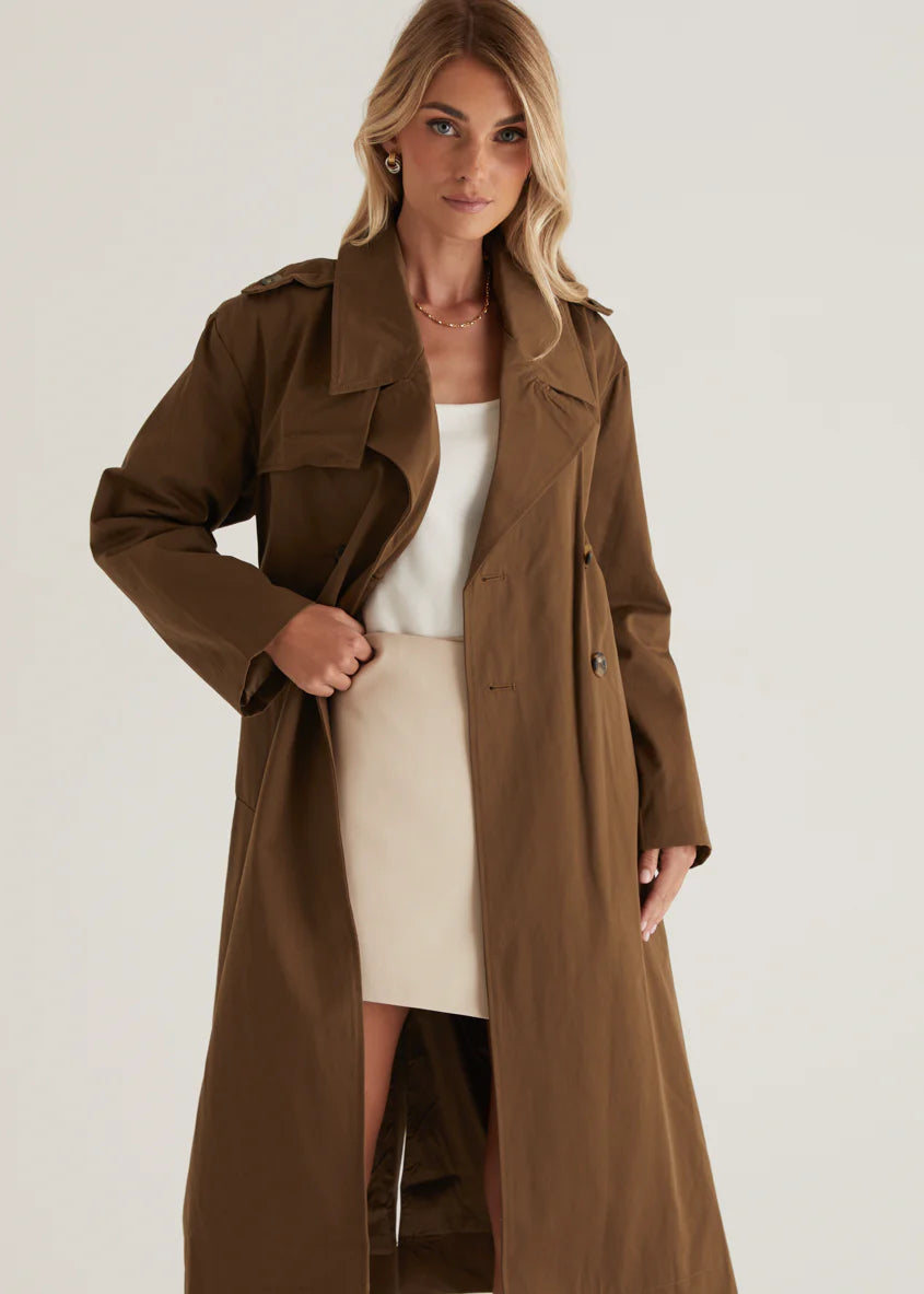 Lexxia Trench Coat - Dark Khaki