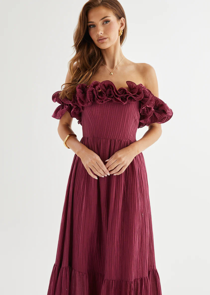 Marlow Off Shoulder Maxi Dress - Mulberry