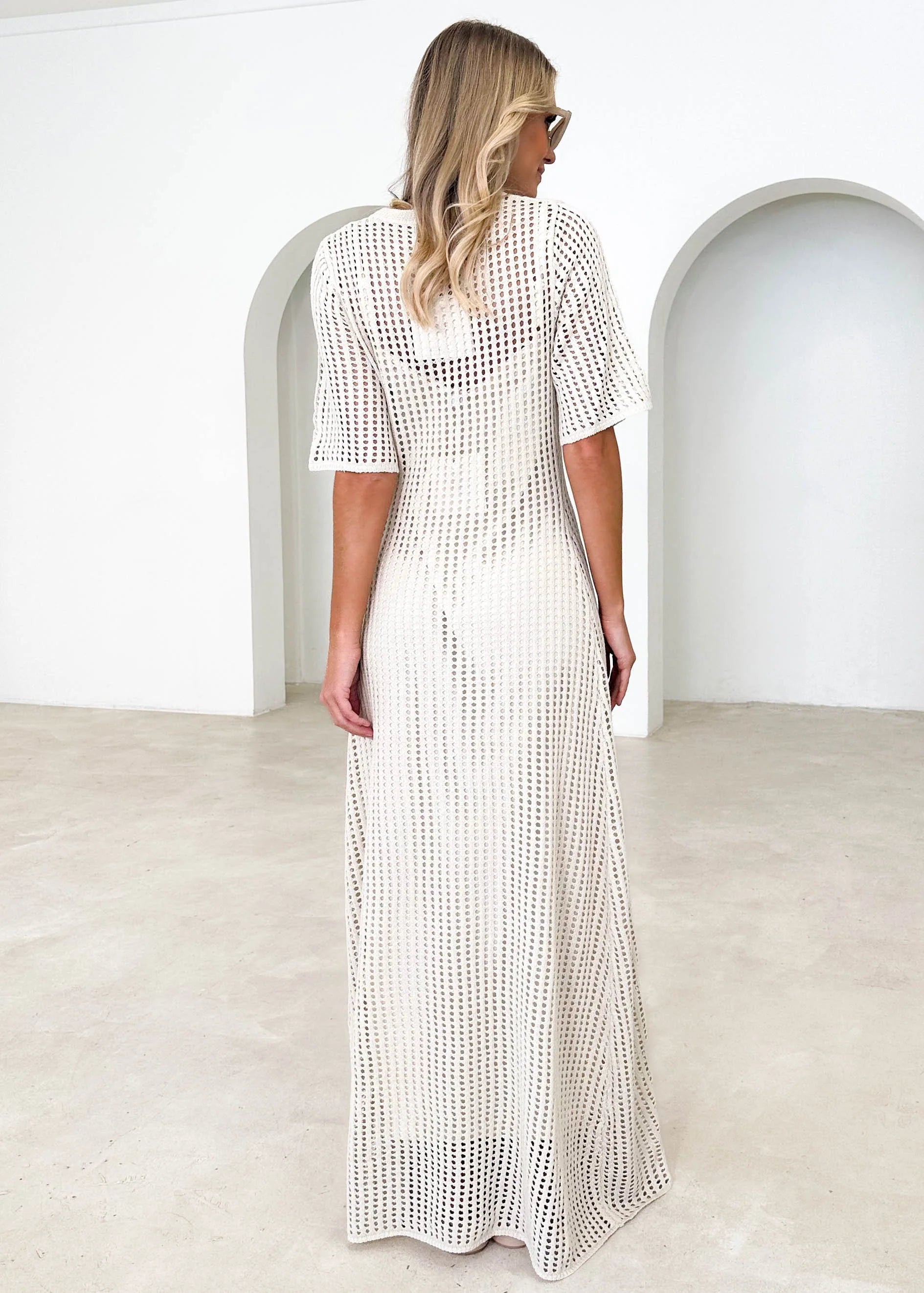 Vivvy Crochet Maxi Dress - Cream