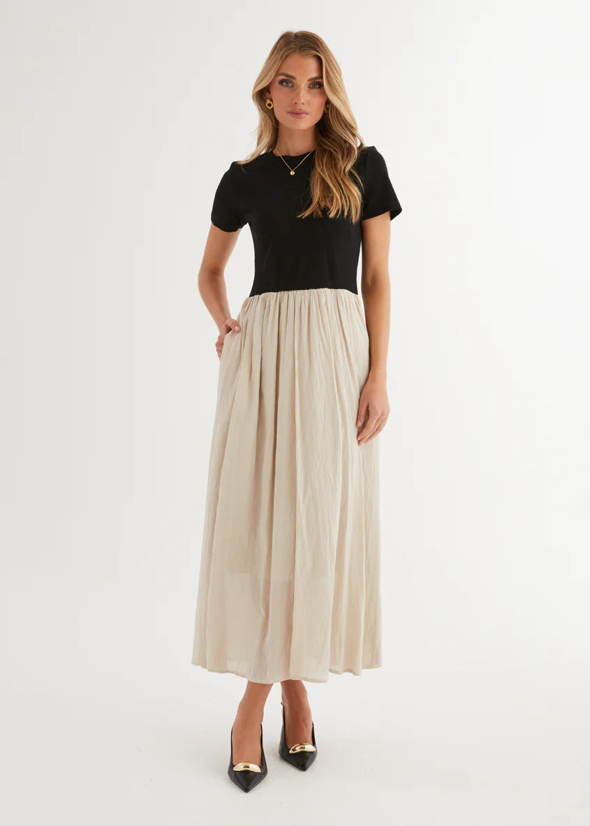 Riptide Maxi Dress - Beige Splice