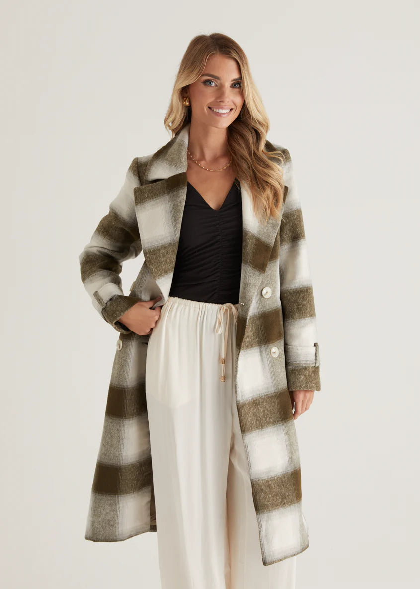 Laterro Coat - Olive Check