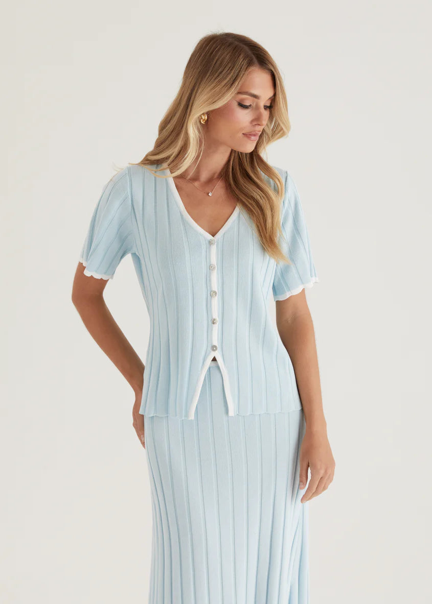 Yulia Knit Top - Sky Blue