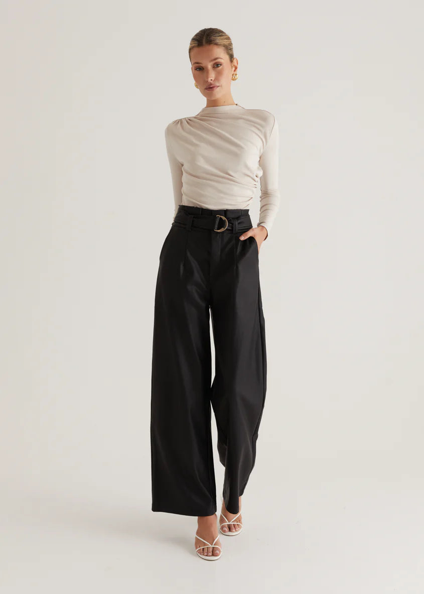 Mariah PU Pants - Black