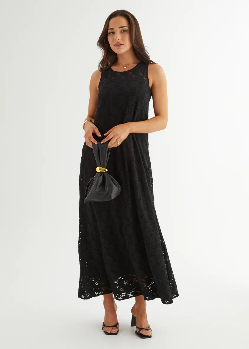 Aneika Lace Maxi Dress - Black