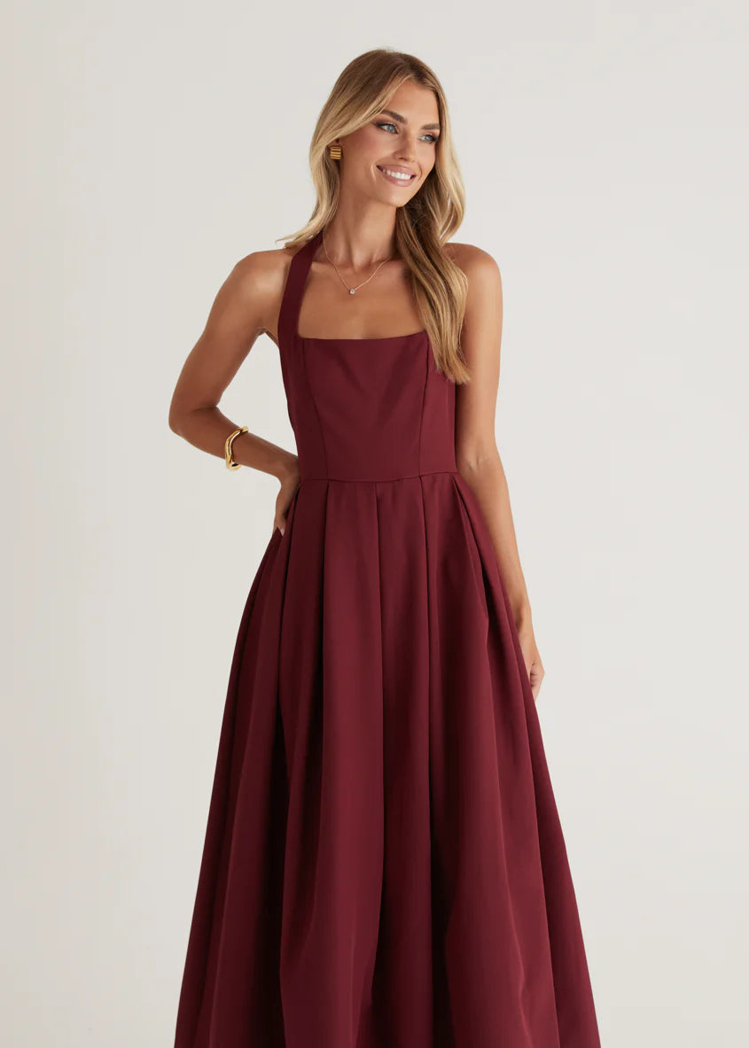 Leigh Halter Maxi Dress - Wine