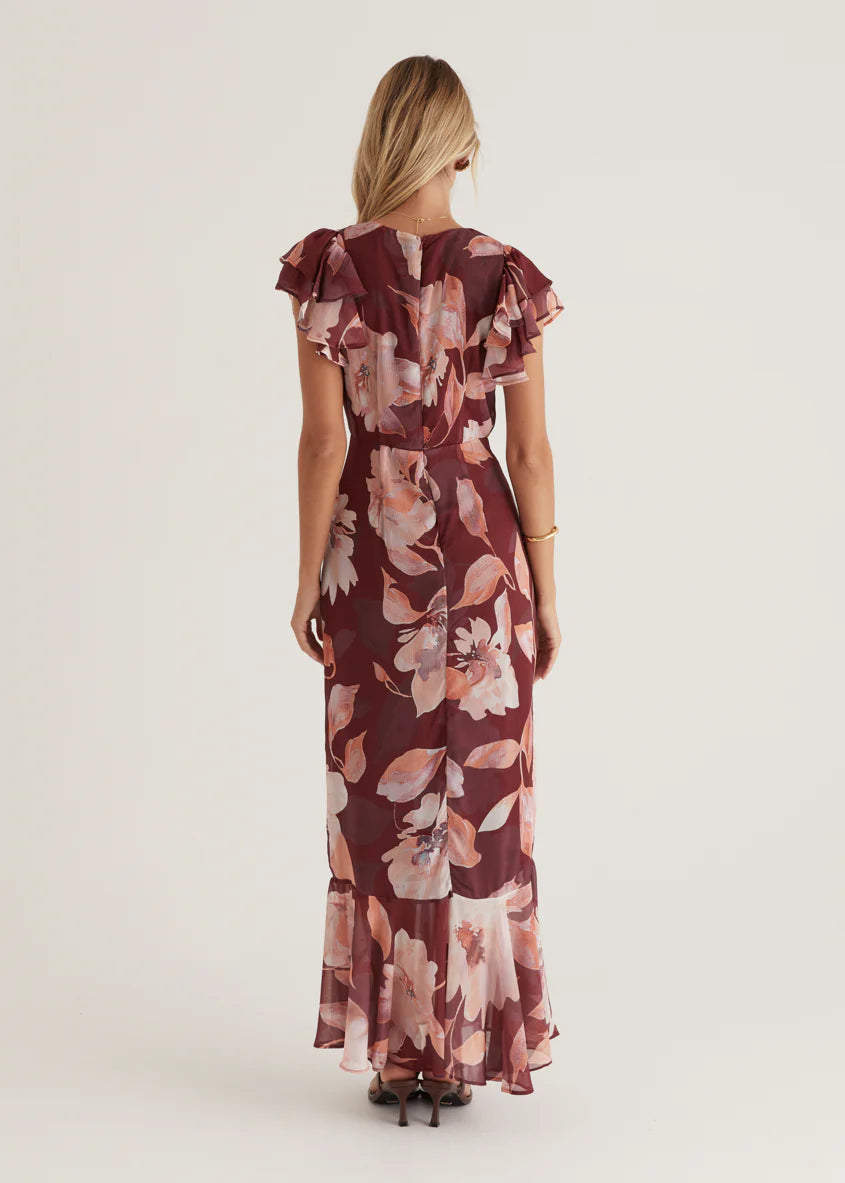 Rhapsody Maxi Dress - Burgundy Floral