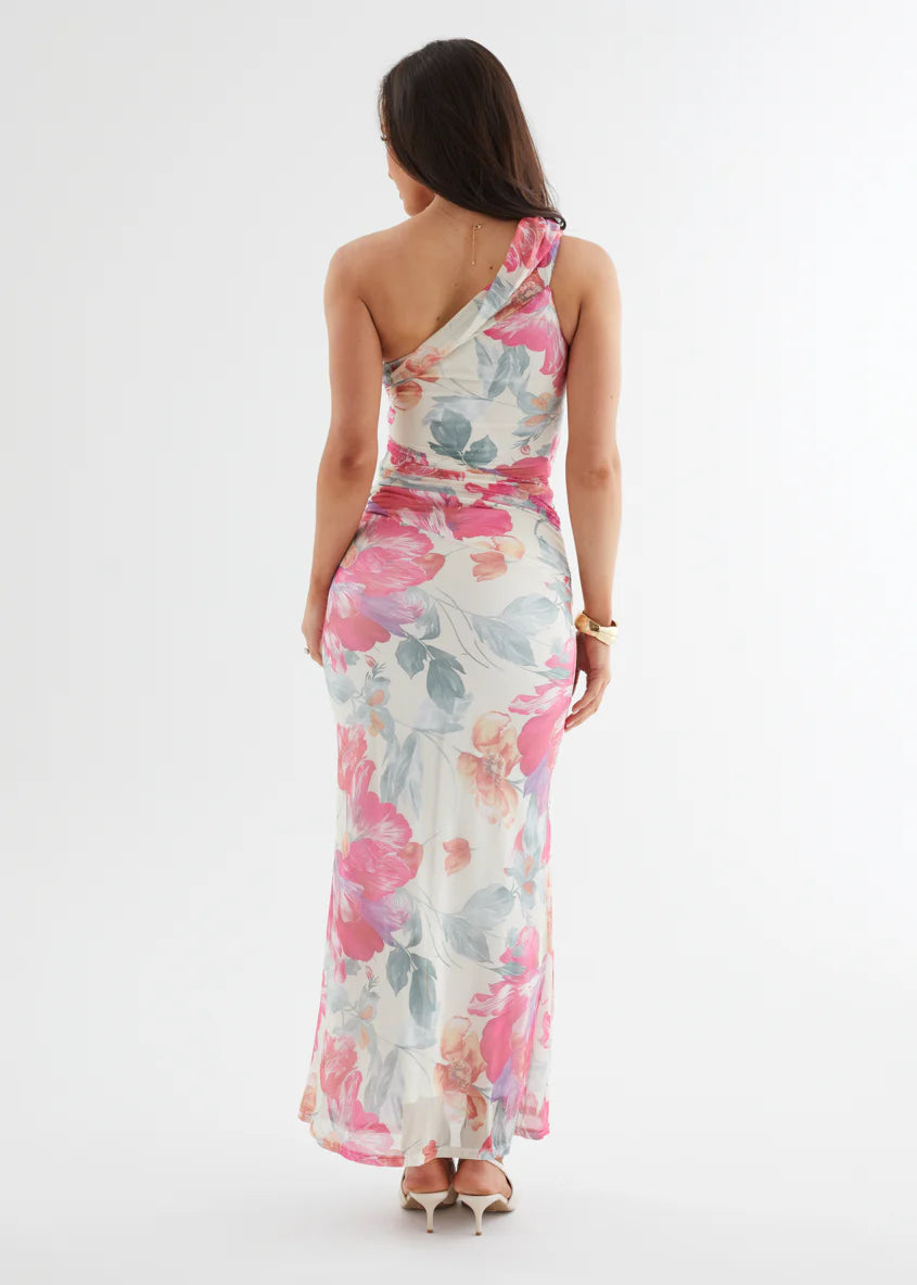 Allina Mesh Maxi Dress - Vanilla Floral