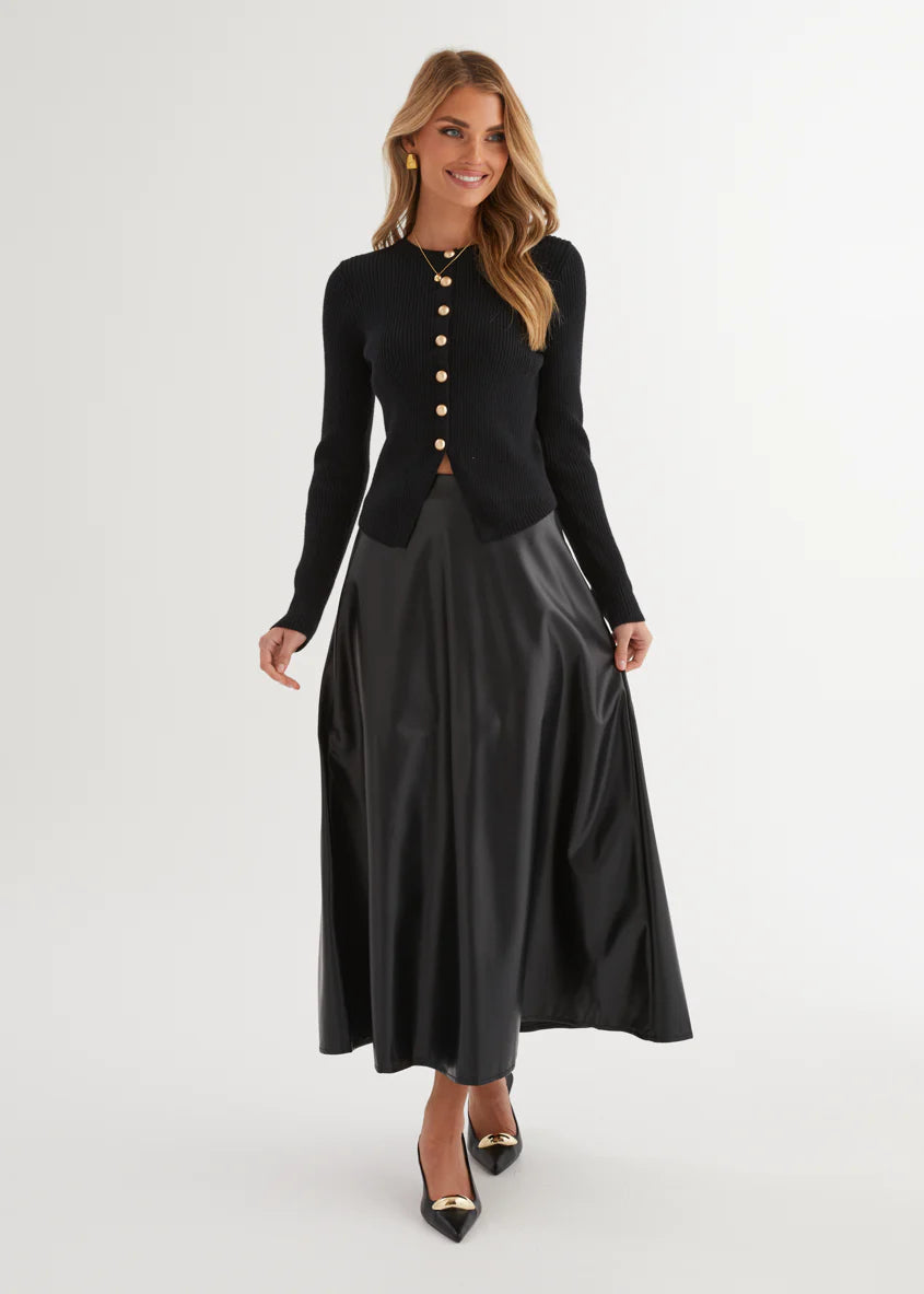 Coltrane PU Midi Skirt - Black