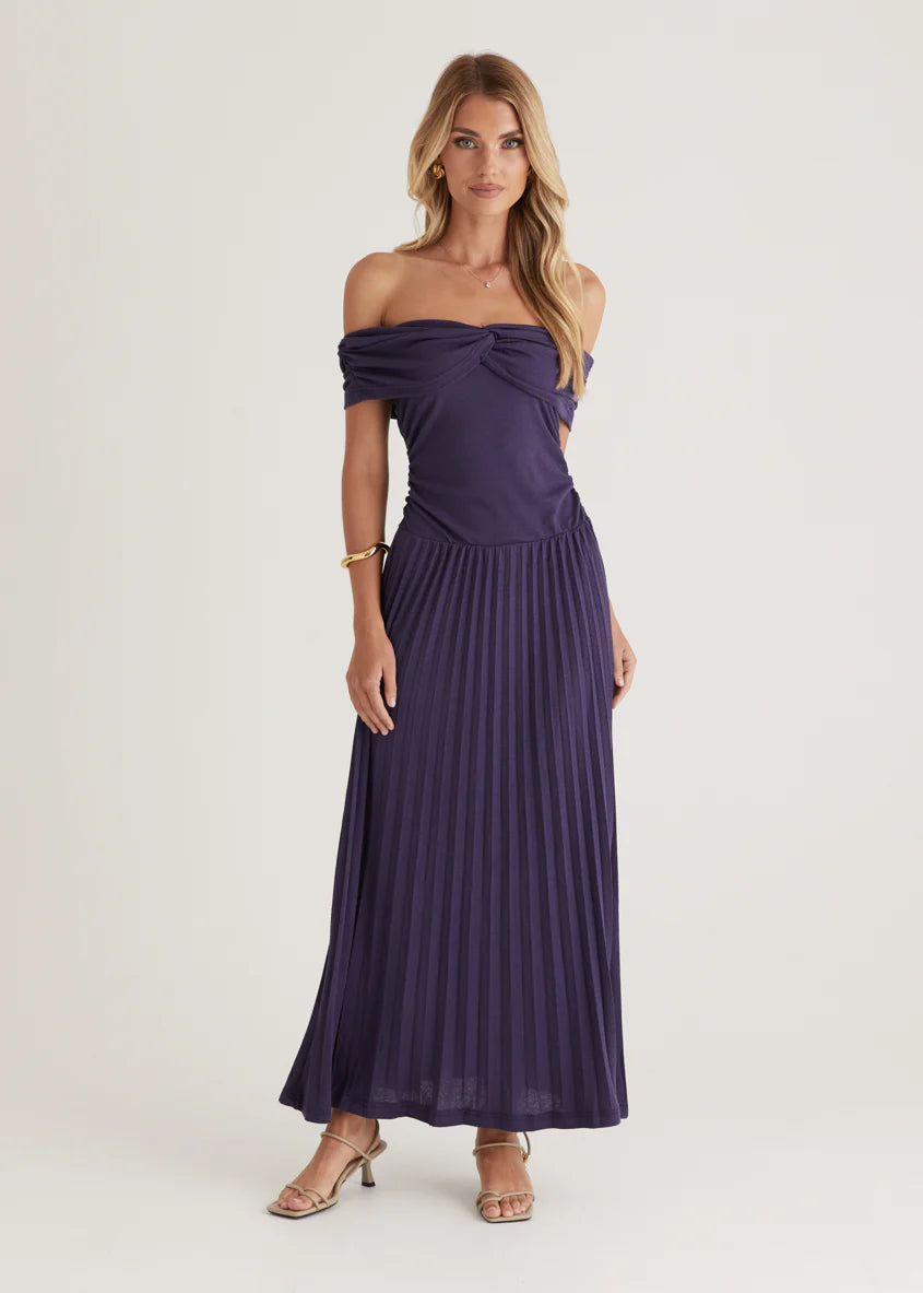 Lottie Off Shoulder Maxi Dress - Navy