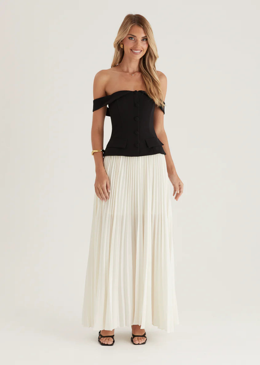 Sorelli Off Shoulder Midi Dress - Black Splice