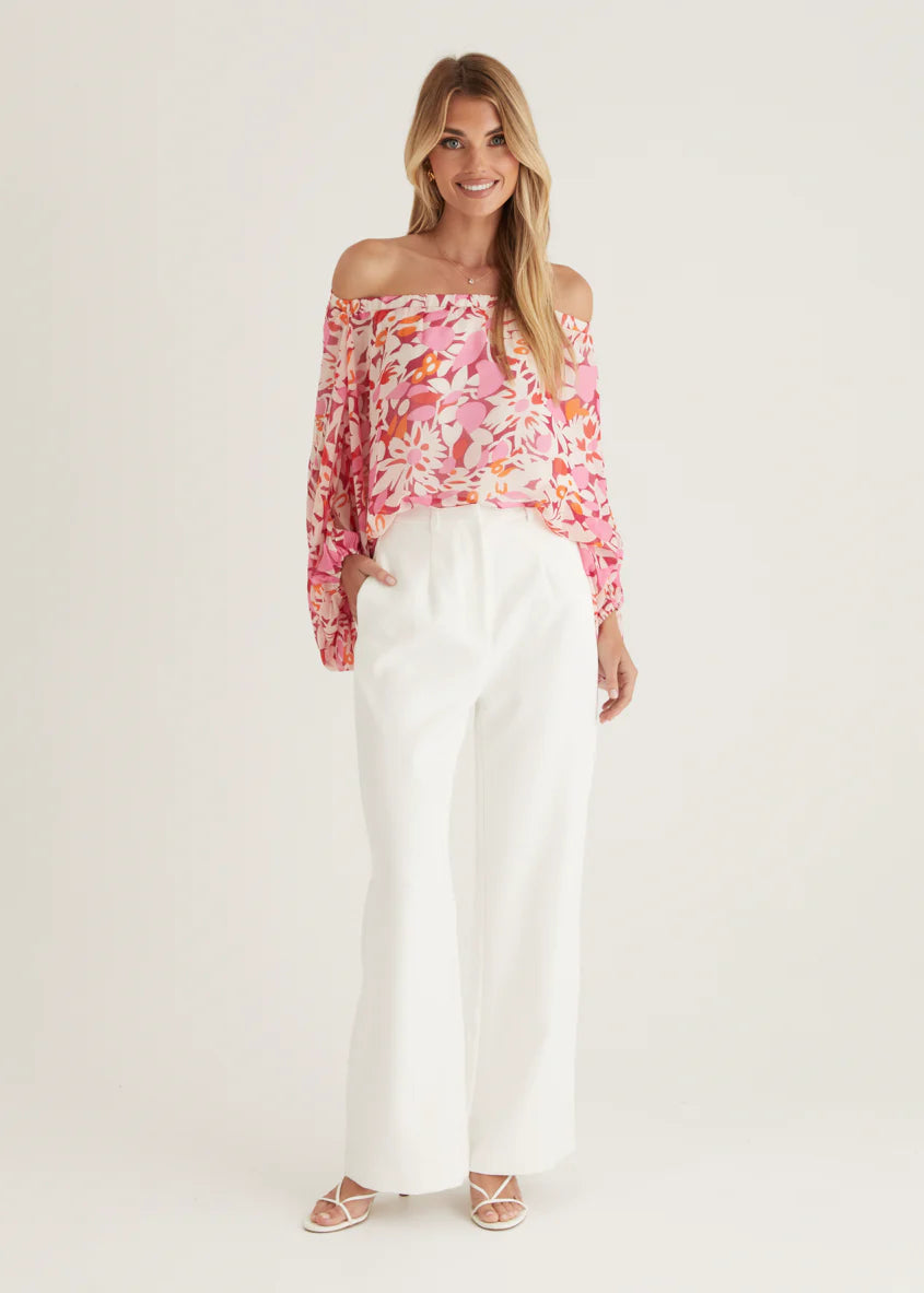 Bexley Off Shoulder Top - Rio Pink