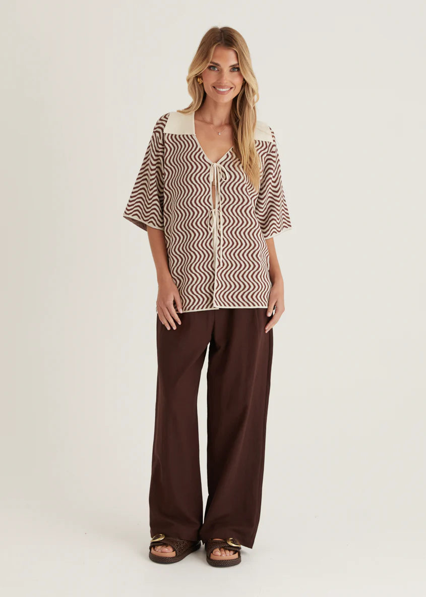 Charley Knit Top - Brown Swirl