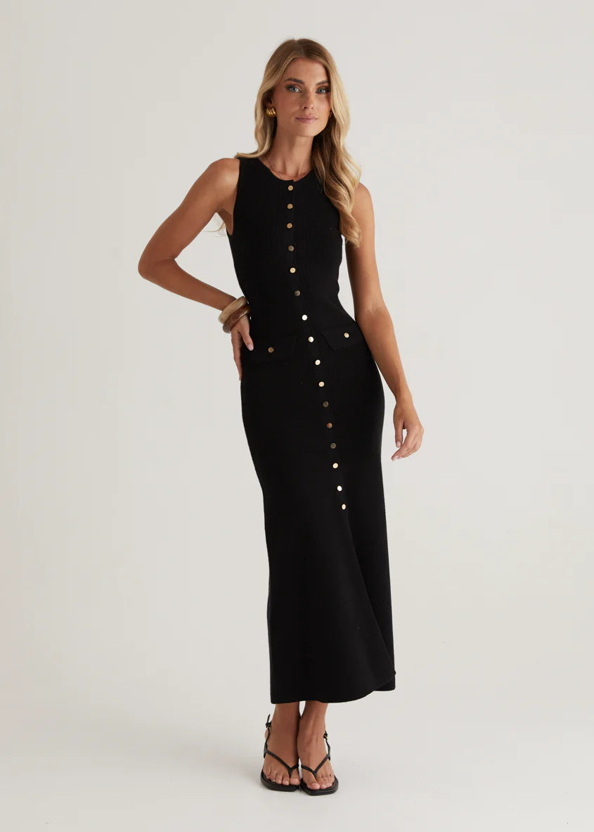 Tully Knit Midi Dress - Black