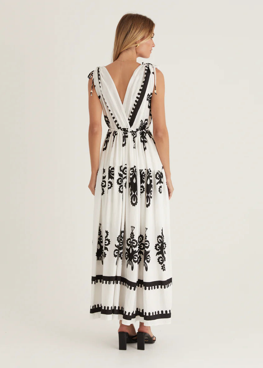 Elysium Maxi Dress - Black Abstract
