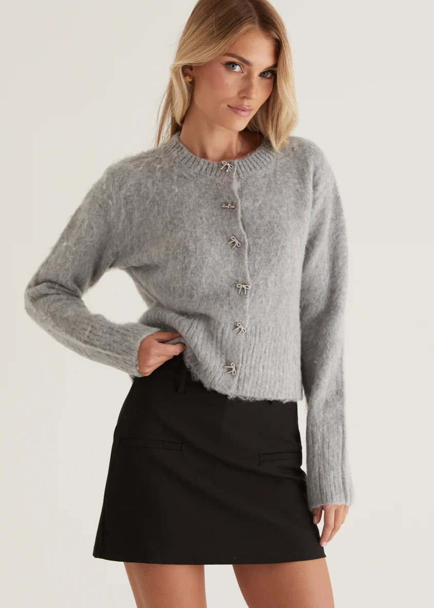 Amari Bow Sweater - Grey