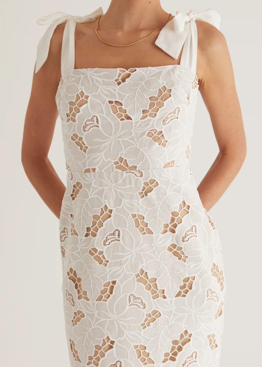 Serenity Embroidered Maxi Dress - Off White