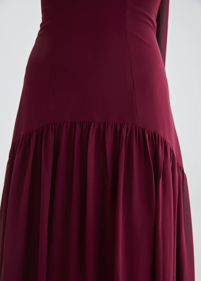 Kirah Off Shoulder Maxi Dress - Wine