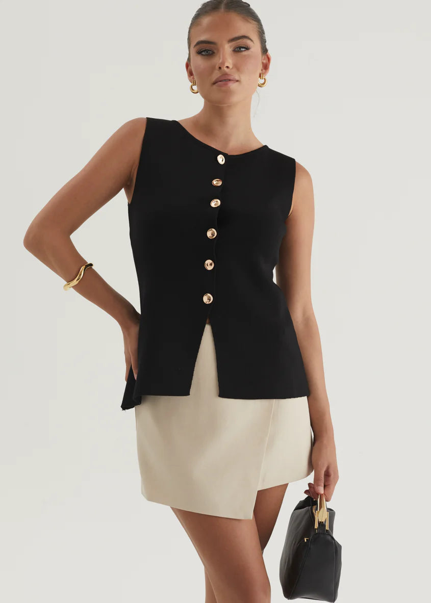 Tristy Knit Vest - Black