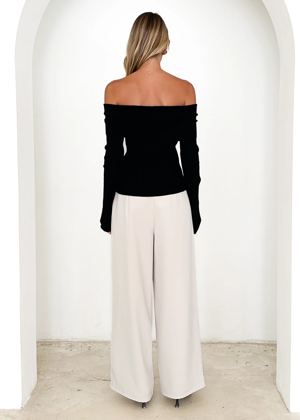 Talulah Off Shoulder Knit Top - Black