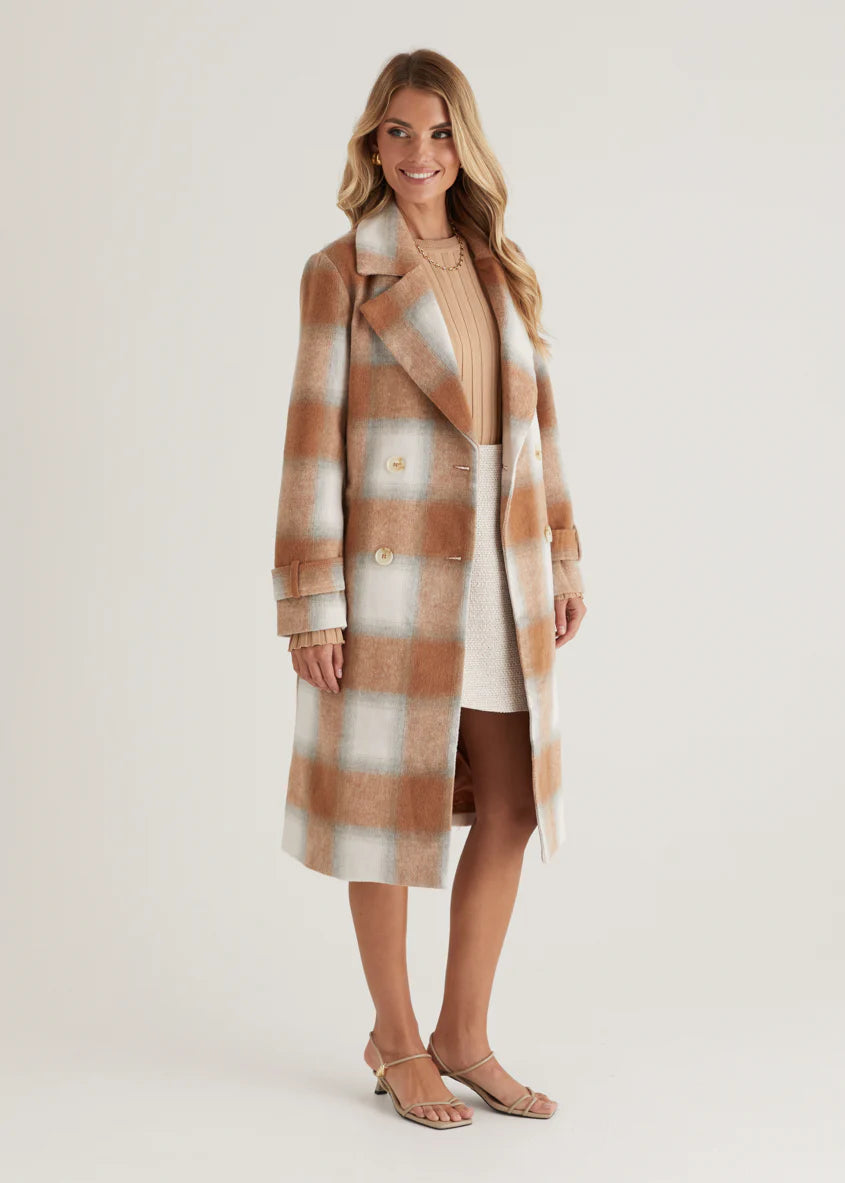 Laterro Coat - Tan Check