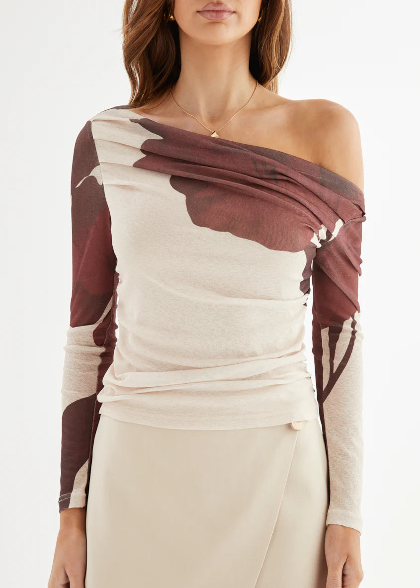 Mikoh Drop Shoulder Top - Choc Flowers