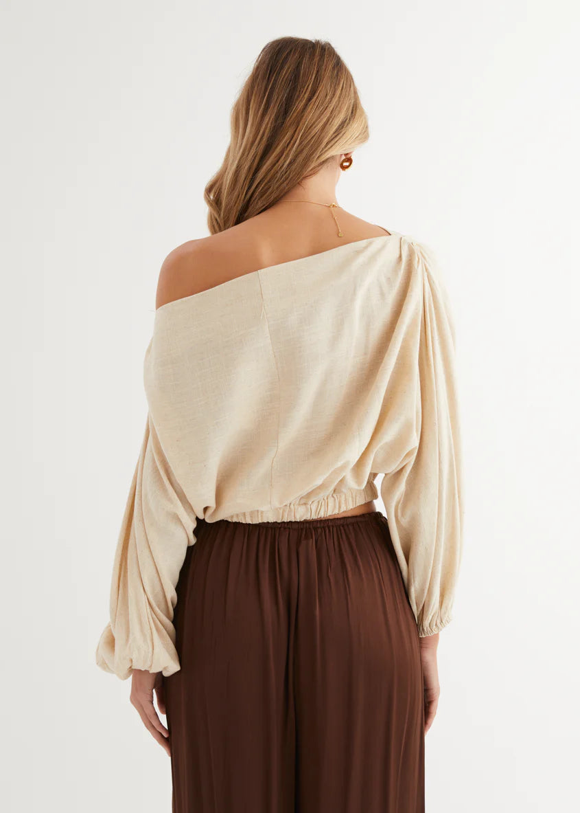 Marlowe Drop Shoulder Top - Natural