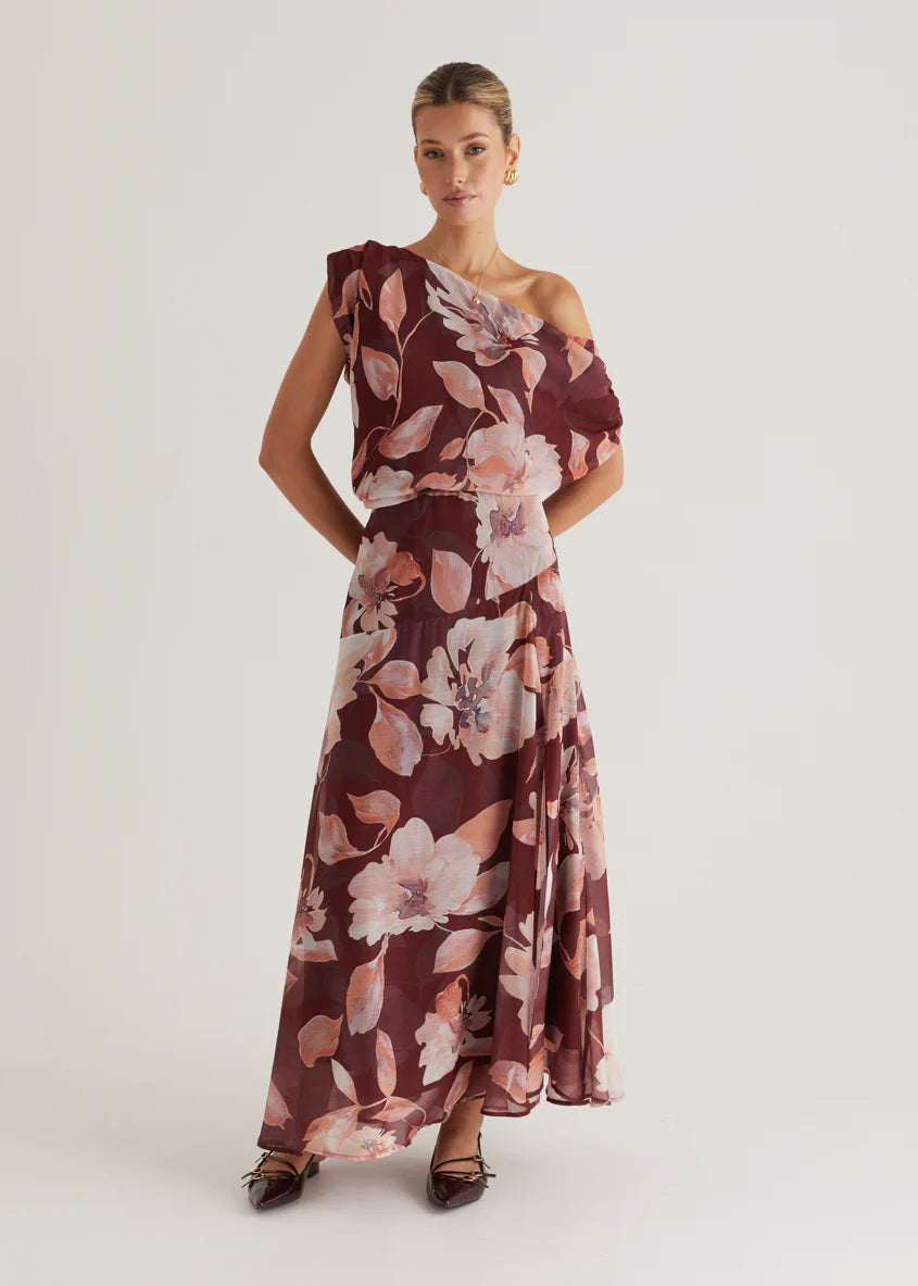 Tatum Maxi Skirt - Burgundy Floral