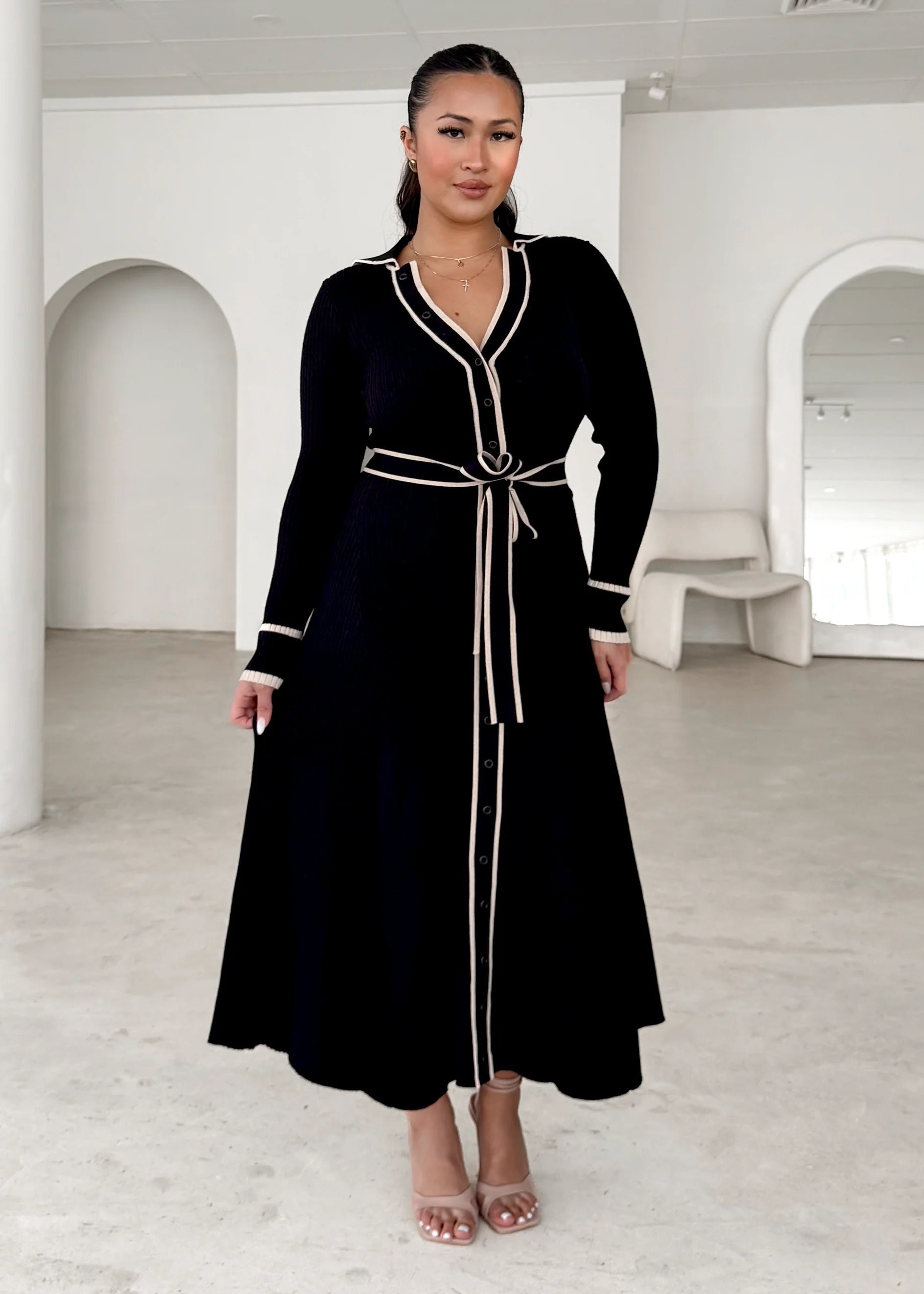 Adah Knit Midi Dress - Black