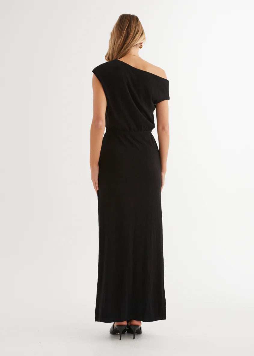 Tarni One Shoulder Maxi Dress - Black