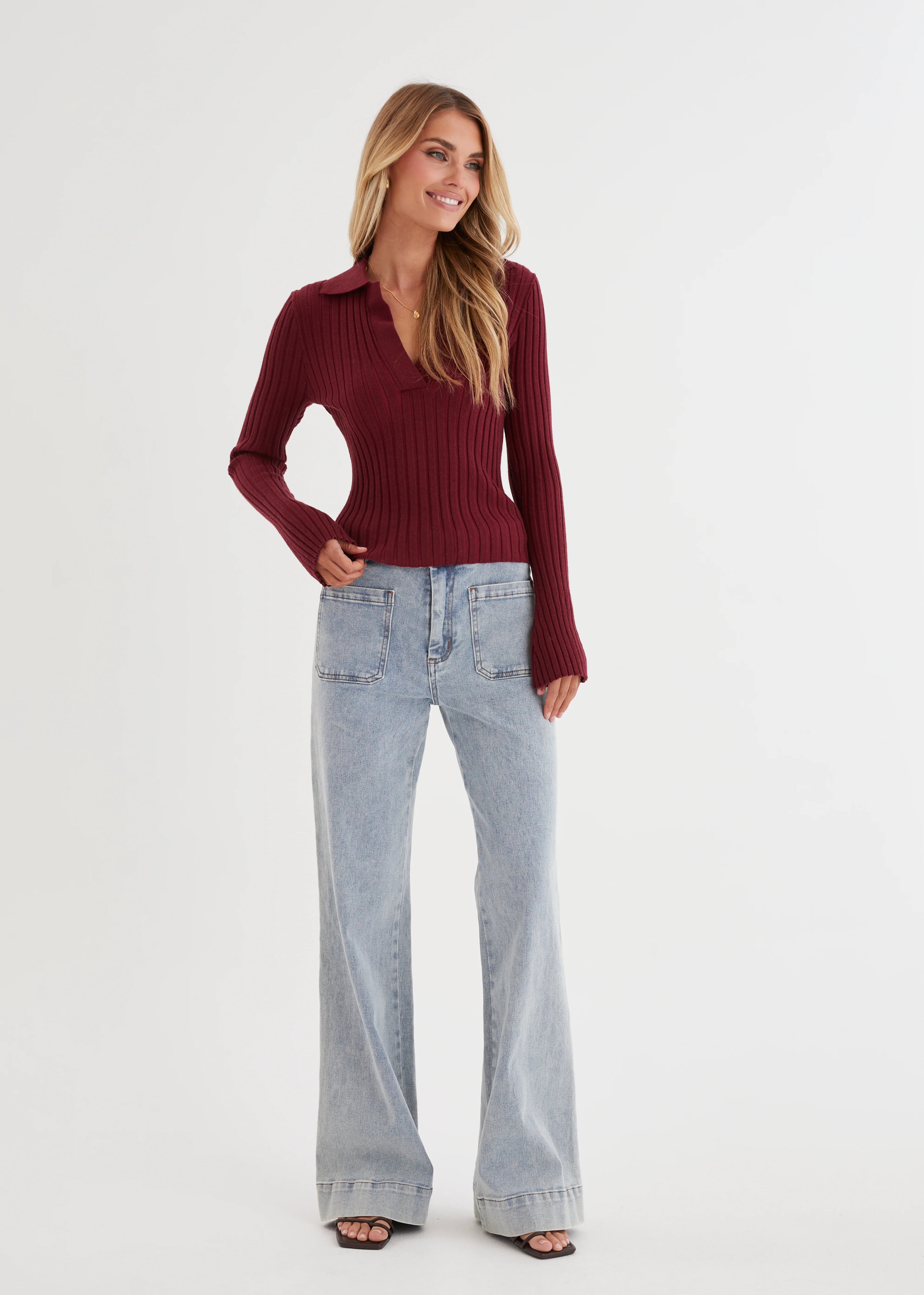 Lucie Knit Top - Wine