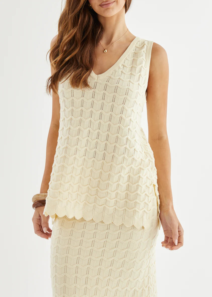 Nerida Knit Maxi Skirt - Cream