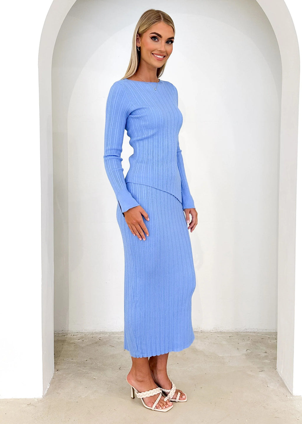 Atoir Knit Midi Skirt - Blue