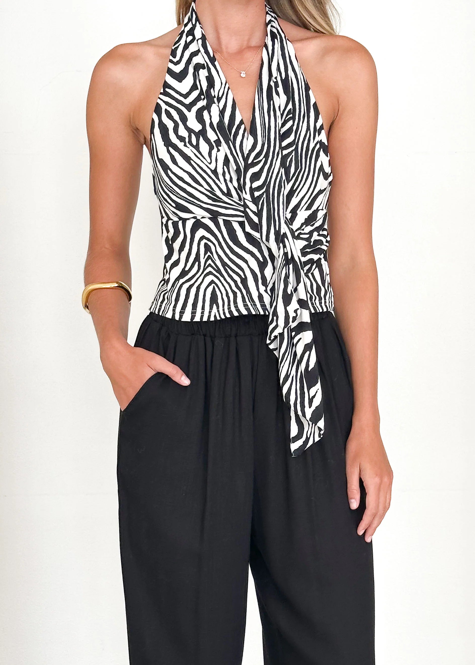 Radiance Halter Top - Zebra