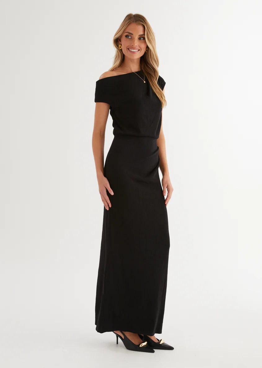 Tarni One Shoulder Maxi Dress - Black