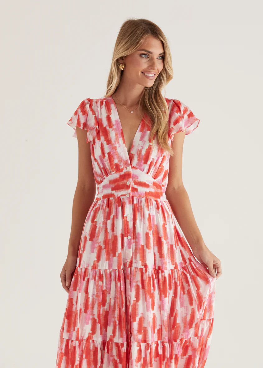 Gatsby Midi Dress - Red Splash
