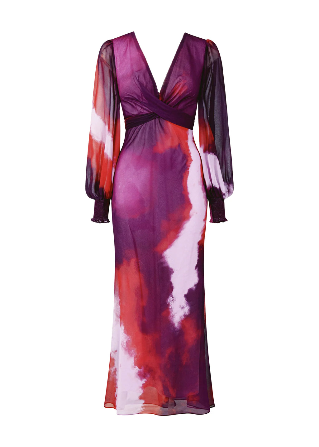 Camellia Midi Dress - Plum Tie Dye