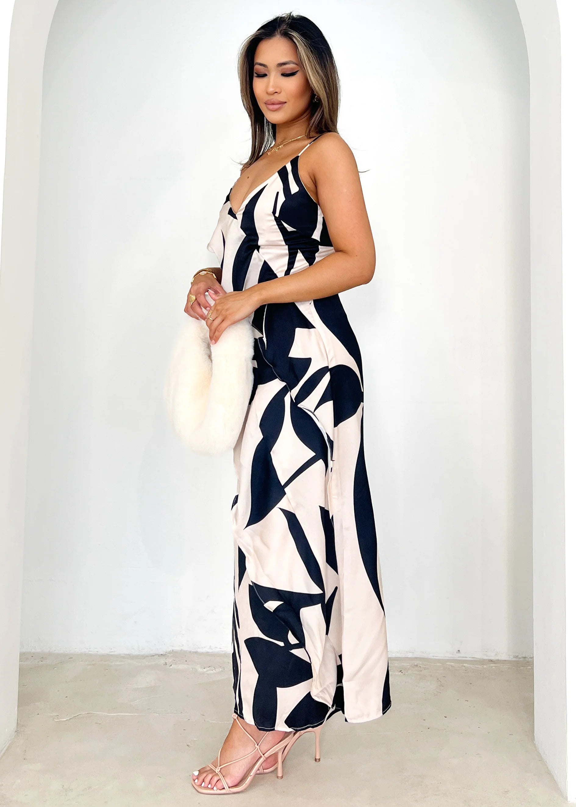 Melek Midi Dress - Champagne Leaf