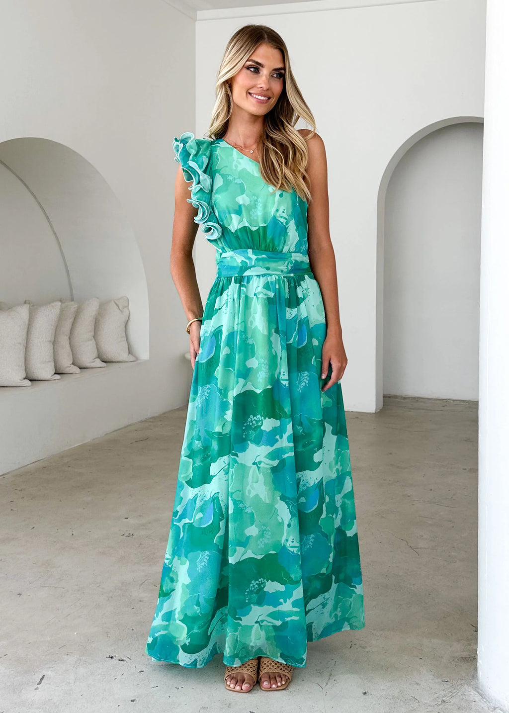 Layana Maxi Dress - Green Rush