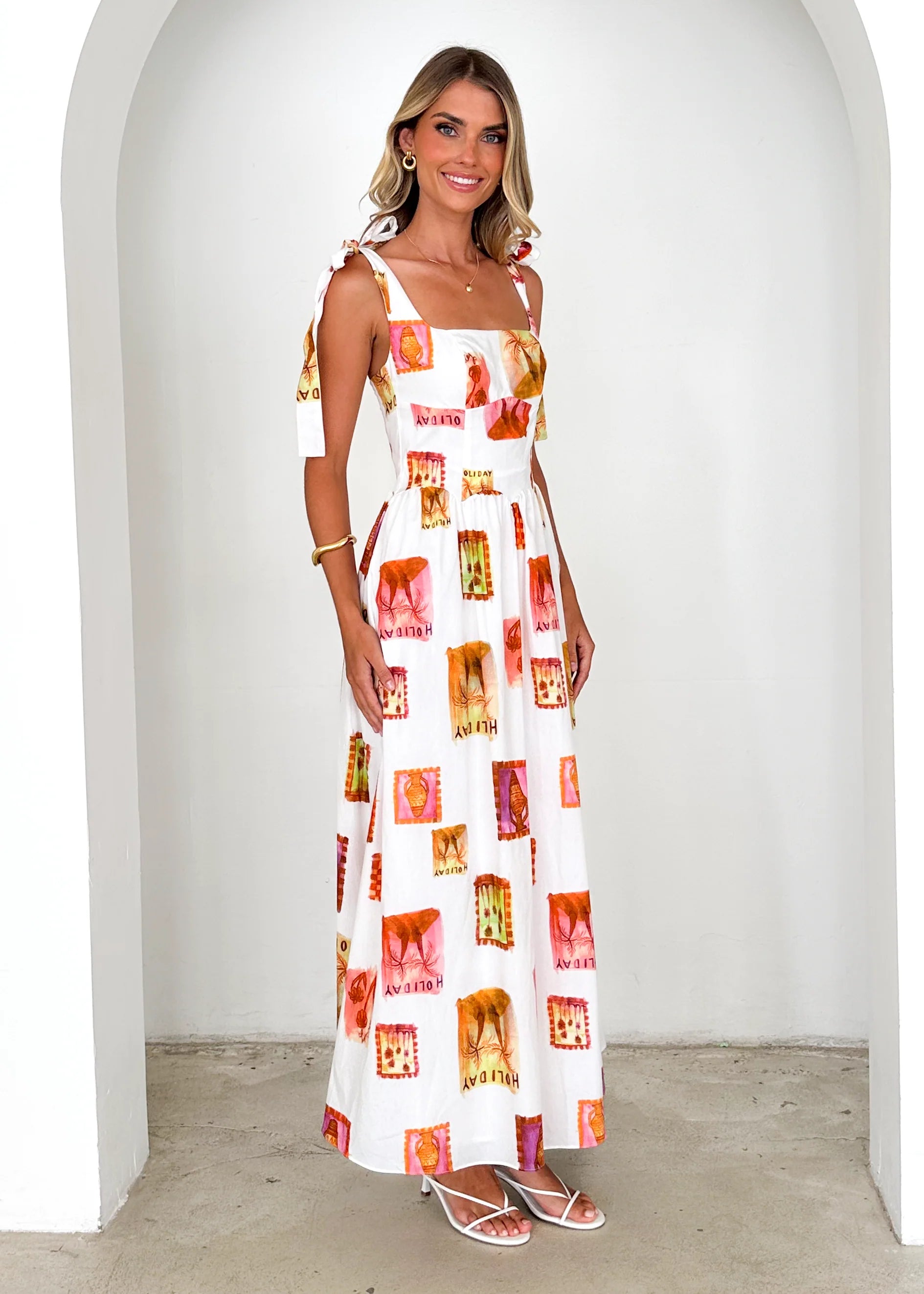 Pipeline Maxi Dress - White Abstract