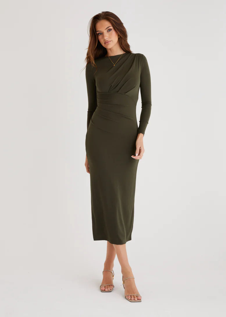 Midas Midi Dress - Khaki