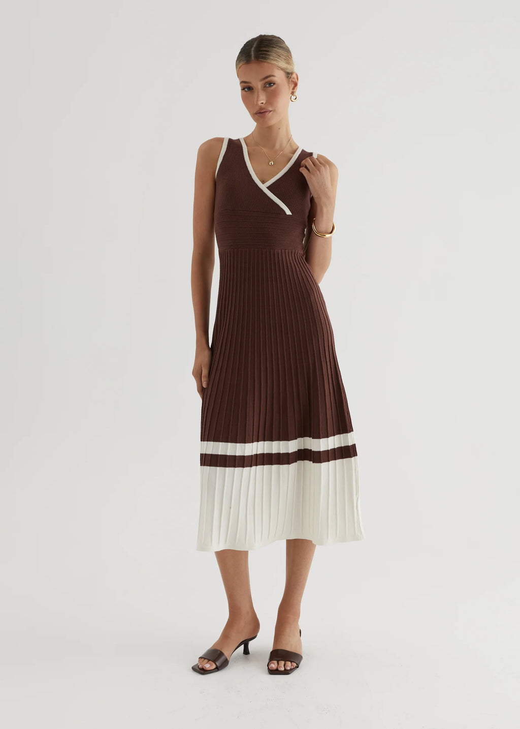 Radiate Knit Midi Dress - Chocolate