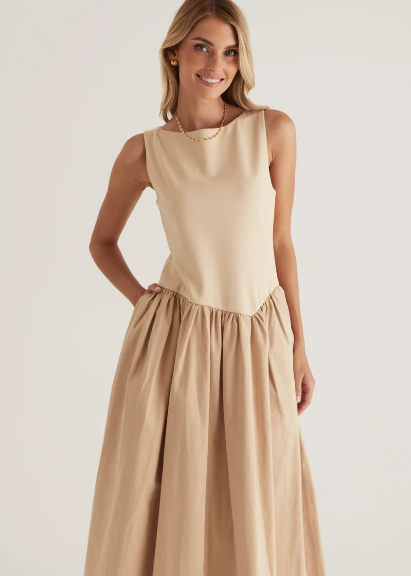 Annaleise Midi Dress - Beige