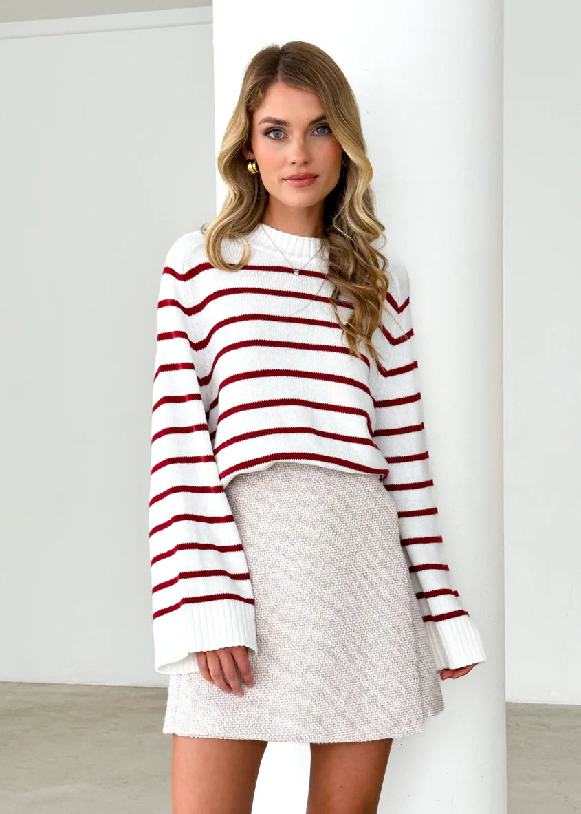 Eva Sweater - Wine Stripe