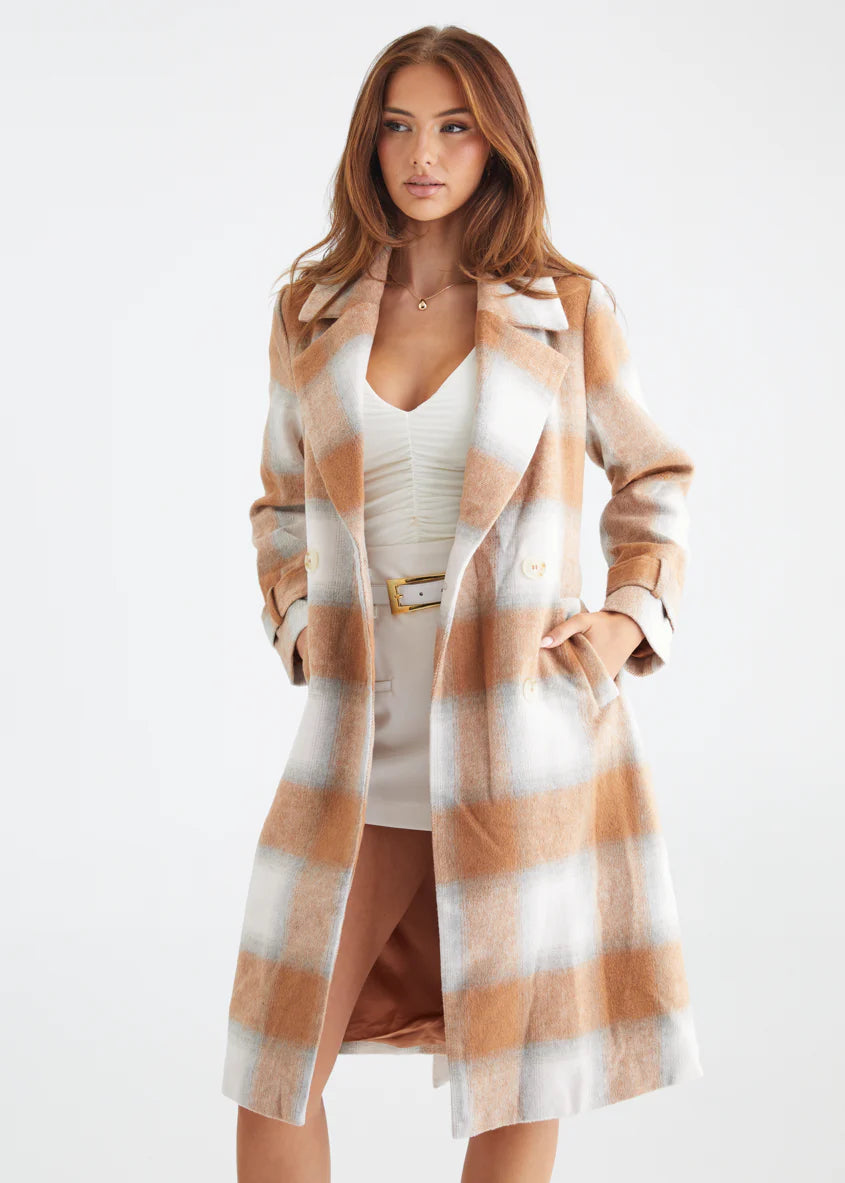 Laterro Coat - Tan Check