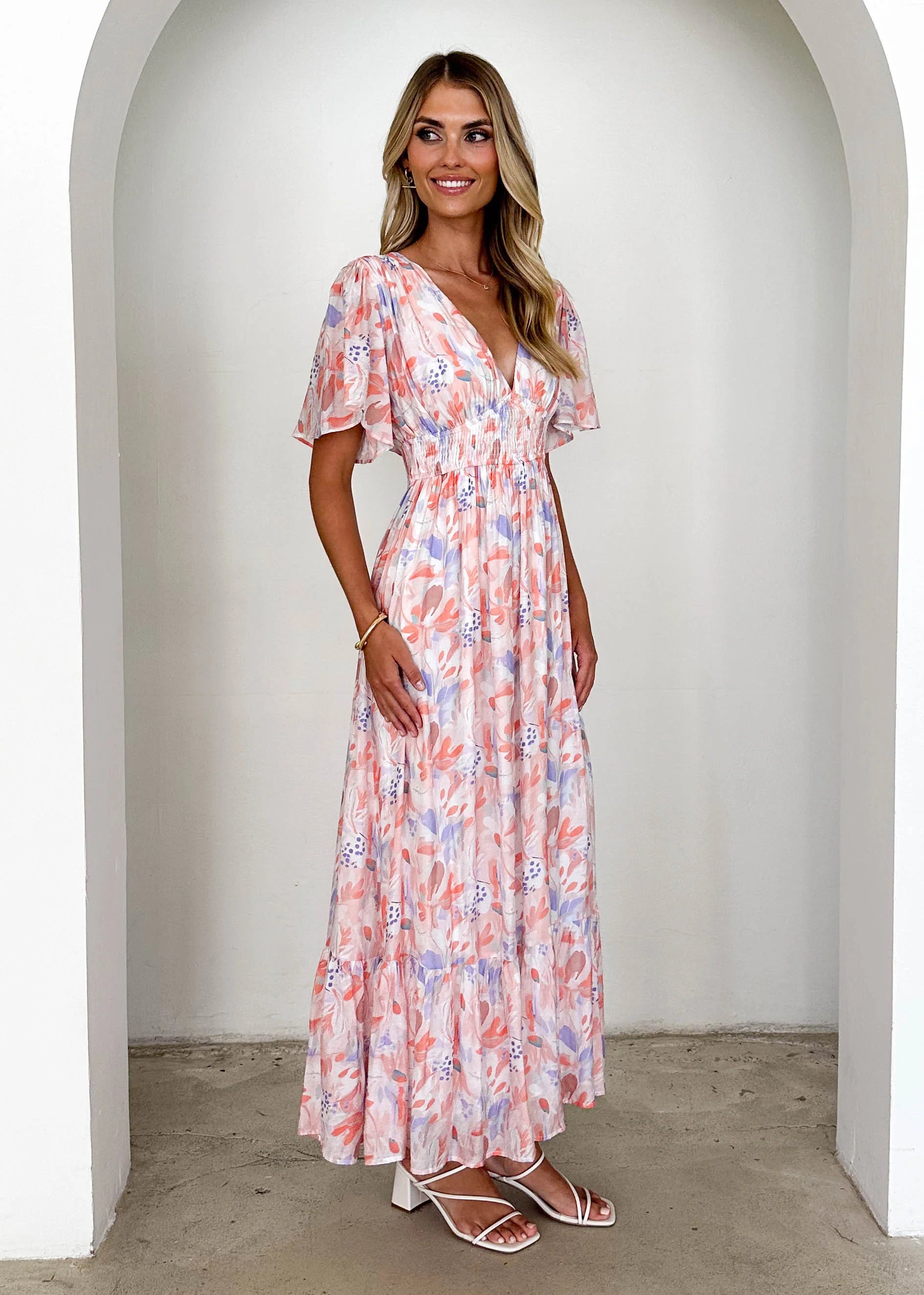 Brava Maxi Dress - Peach Floral