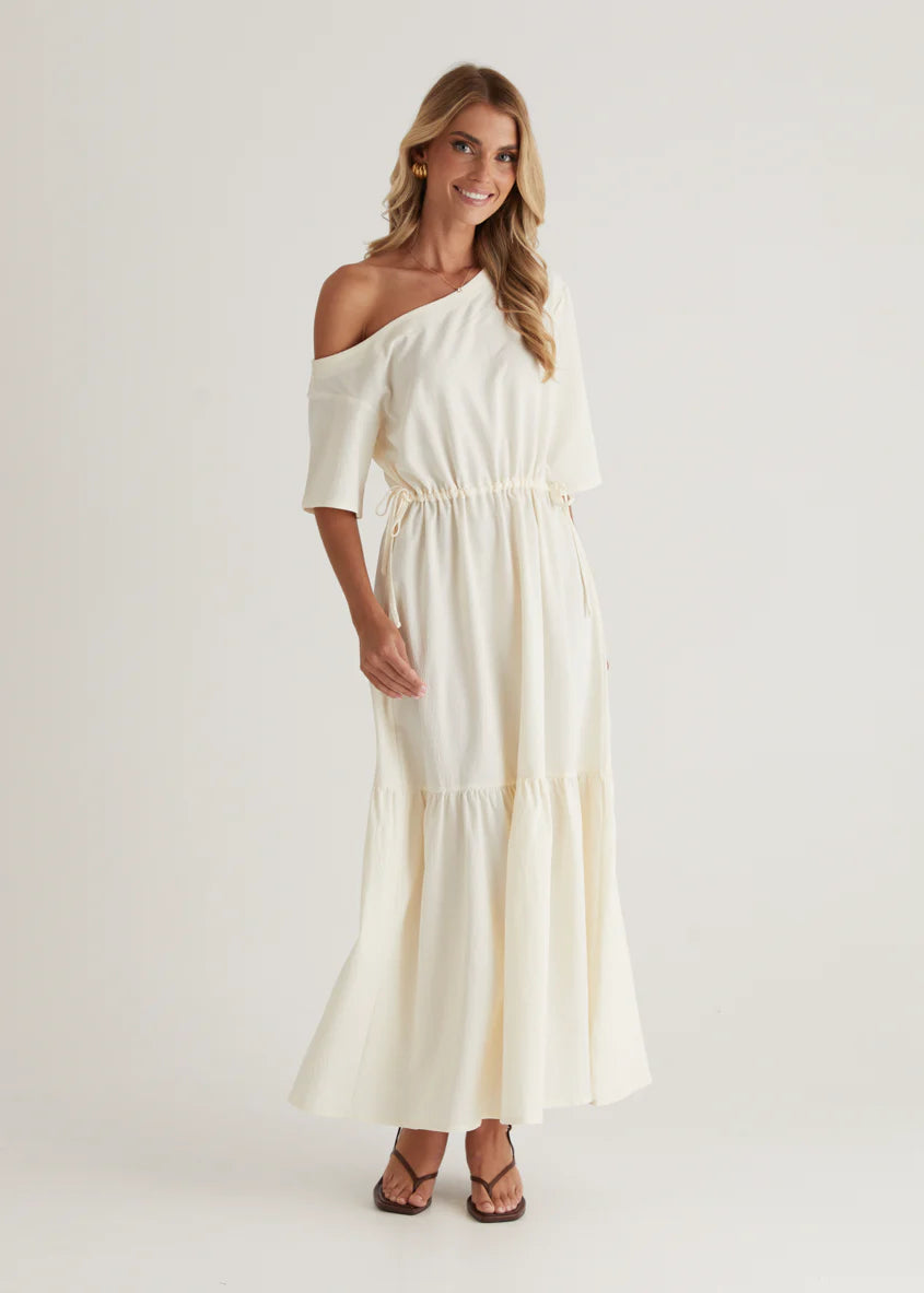 Loren Drop Shoulder Maxi Dress - Cream